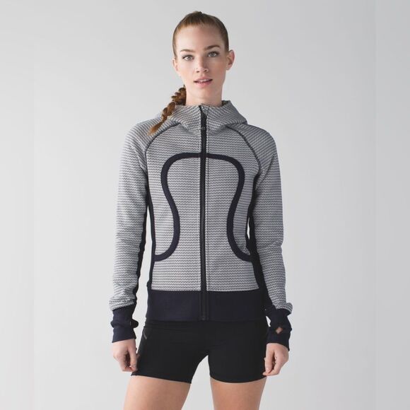 EUC Lululemon Scuba Hoodie II Washi Weave Angel Wing Naval Blue RARE - Picture 1 of 10